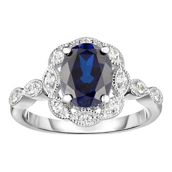 Sterling Silver Lab-Created Gemstone & White Topaz Frame Ring