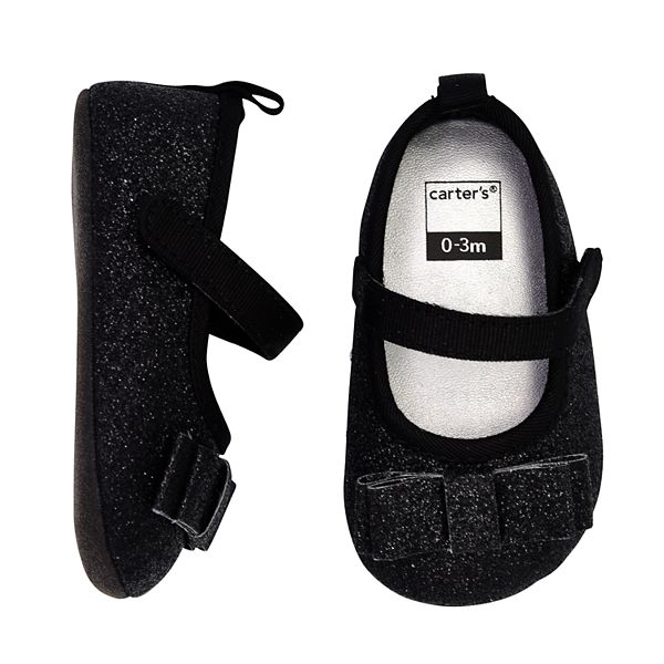 Baby Girl Carter's Black Glitter Bow Shoes