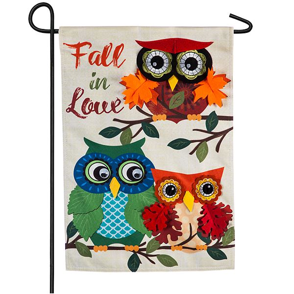 Owls "Fall in Love" Garden Flag
