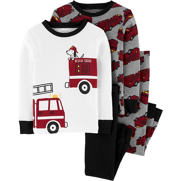 NWT Carter's Boys 6 7 8 10 4 Piece Fire Truck Rescue Pajamas Pjs Sleepwear