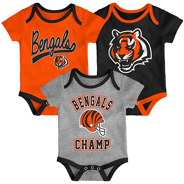 NFL Cincinnati Bengals Infant Boys' AOP 3pk Bodysuit - 18M