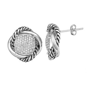 Girls Womens Unbranded Sterling Silver Knot Earring Pave CZ