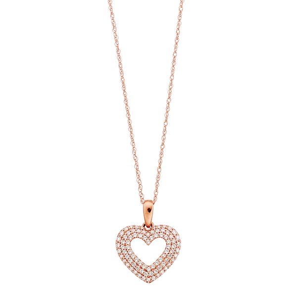 10k Rose Gold Hammered Mini Small Heart Pendant Necklace 