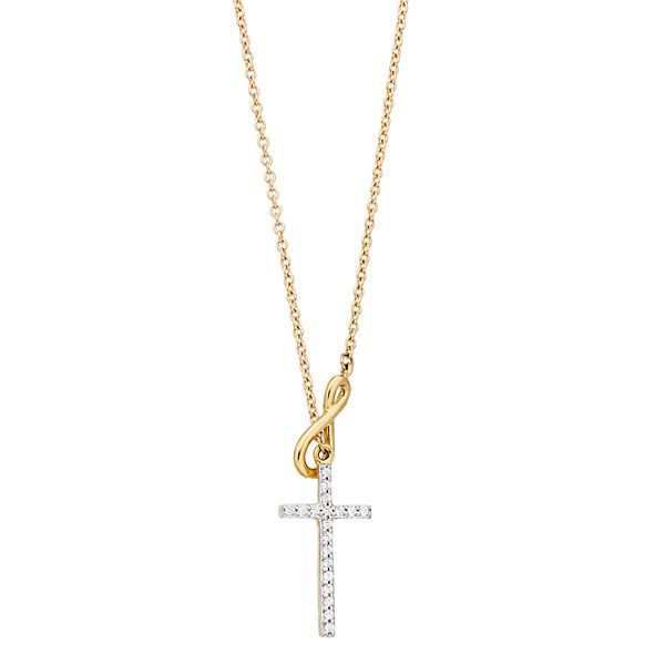10k Gold 1/10 Carat T.W. Diamond Infinity Cross Lariat Necklace