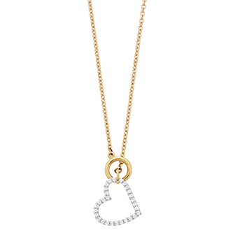 10k Gold 1/10 Carat T.W. Diamond Heart Dangle Necklace