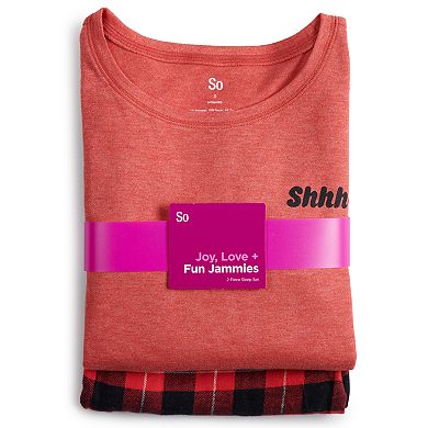 Juniors' SO® Pajama Top & Flannel Pants Pajama Set