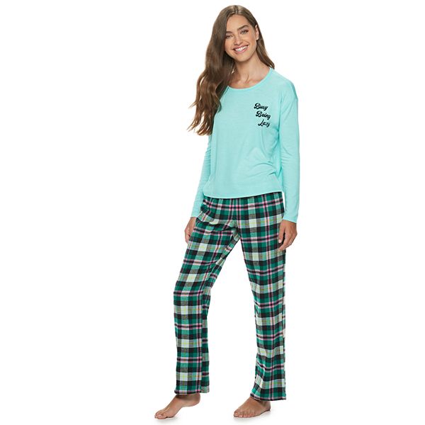 Juniors SO Pajama Top Flannel Pants Pajama Set