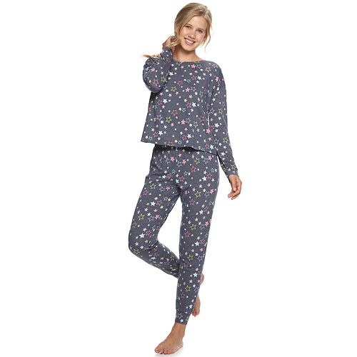 Juniors' SO® 2 Piece Extra Soft Long Sleeve Top & Pant Pajama Set