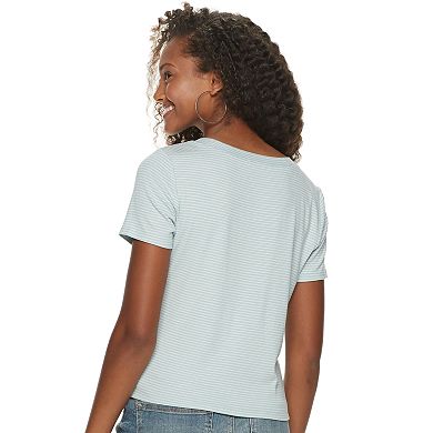 Juniors' American Rag Stripe Top with Buttons at Side Seams