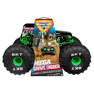 Monster Jam Official MEGA Grave Digger All Terrain Remote Control Monster Truck with Lights by Spin Master