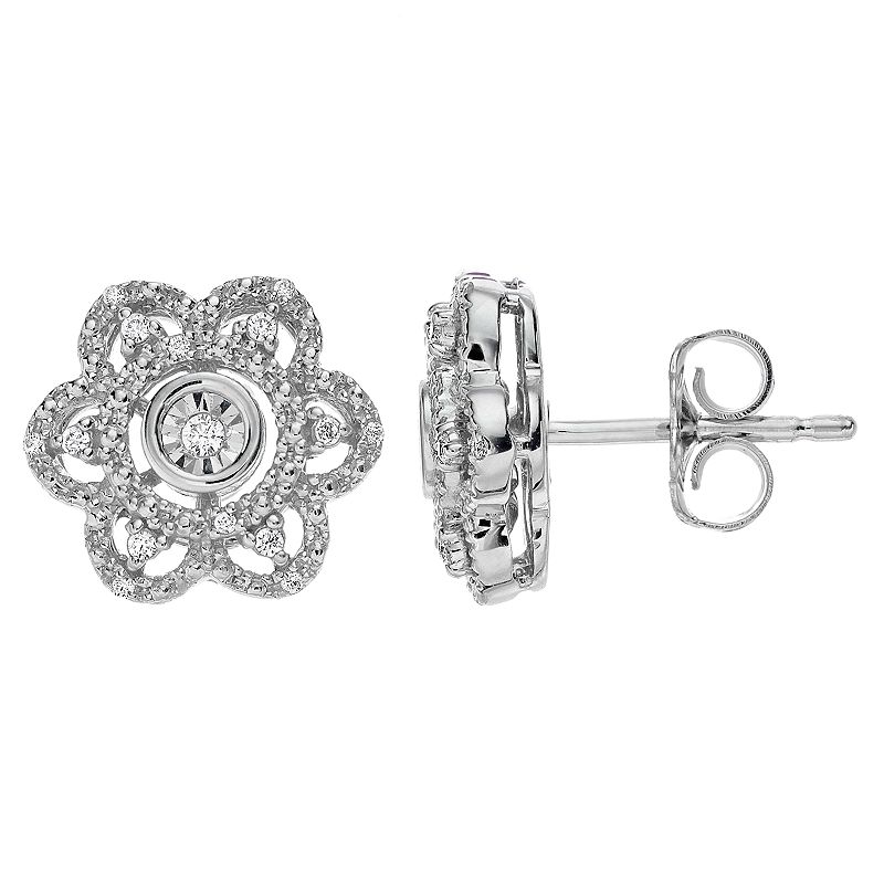54165412 Sterling Silver 1/10 Carat T.W. Diamond Flower Stu sku 54165412
