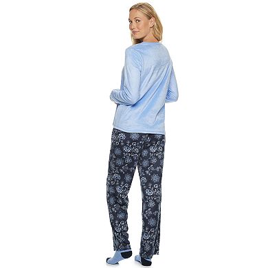 Women's Croft & Barrow® 3 Piece Minky Fleece Pajama Set with Sock