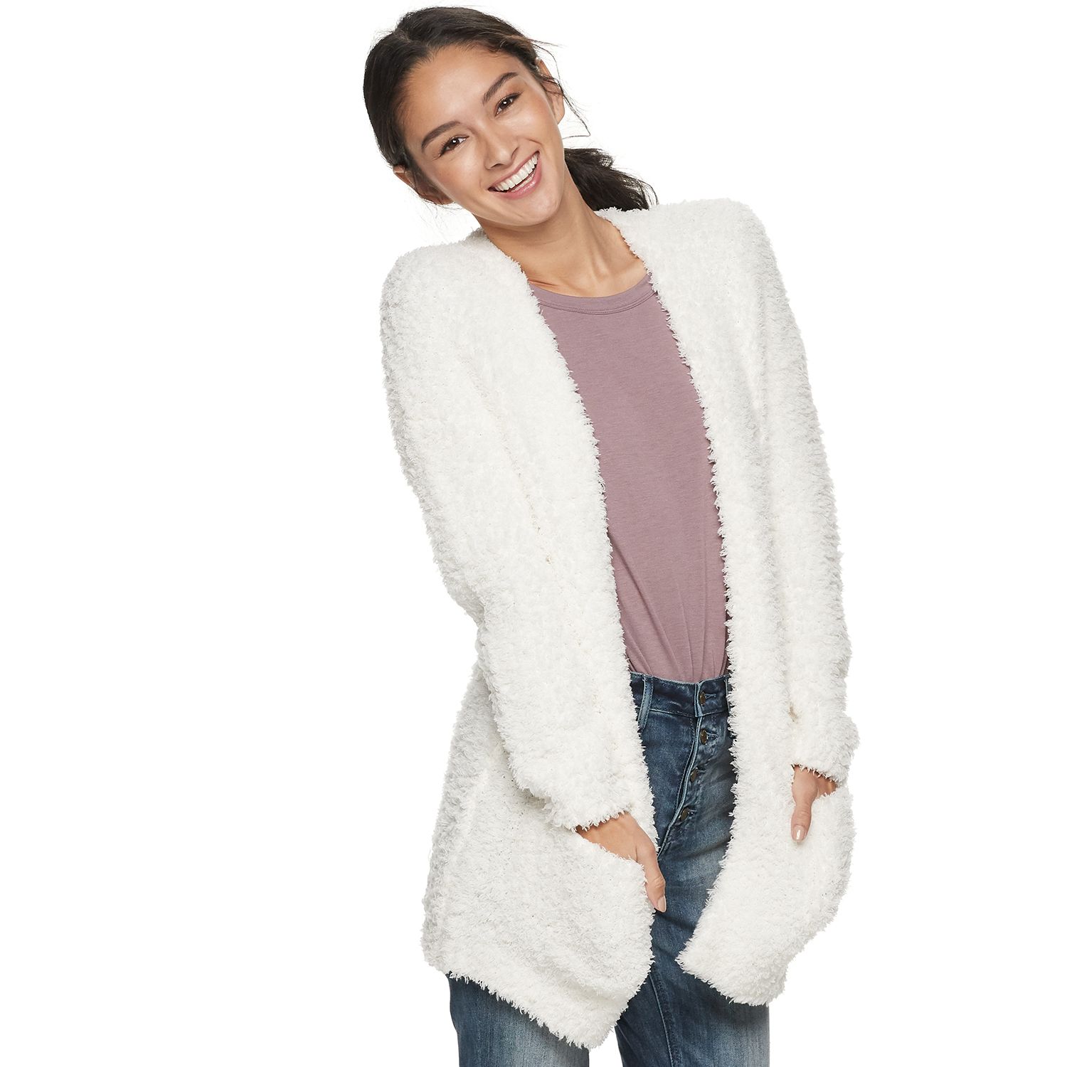 pink teddy cardigan