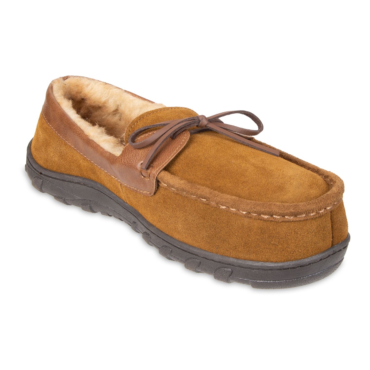 men's chaps suede moccasin slippers