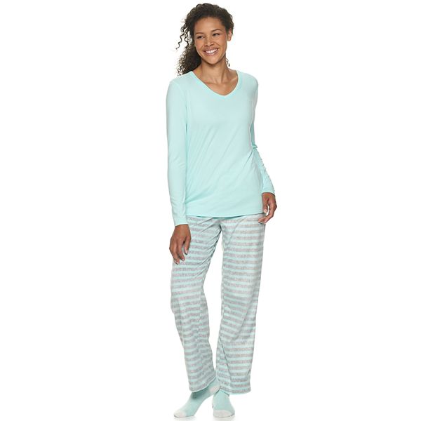 Women's Croft & Barrow® Pajamas: Fleece Sleep Top & Pants 2-Piece PJ Set