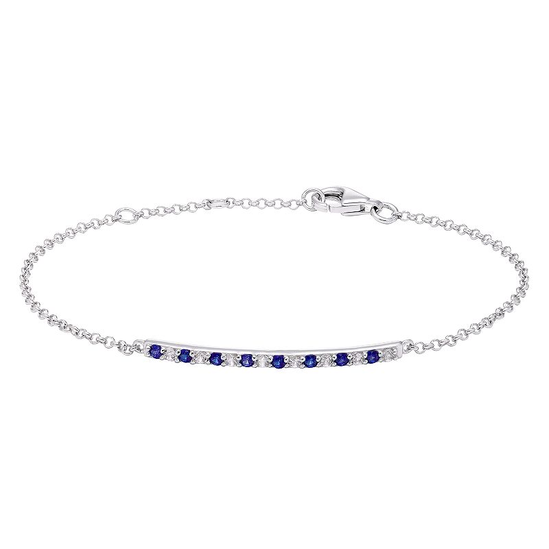 Sterling Silver Lab-Created Gemstone Bracelet, Womens, Size: 7.5, Blue