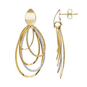 14k Yellow Gold Oval Drop Earrings w/Diamonds 001-150-00908, Wallach  Jewelry Designs