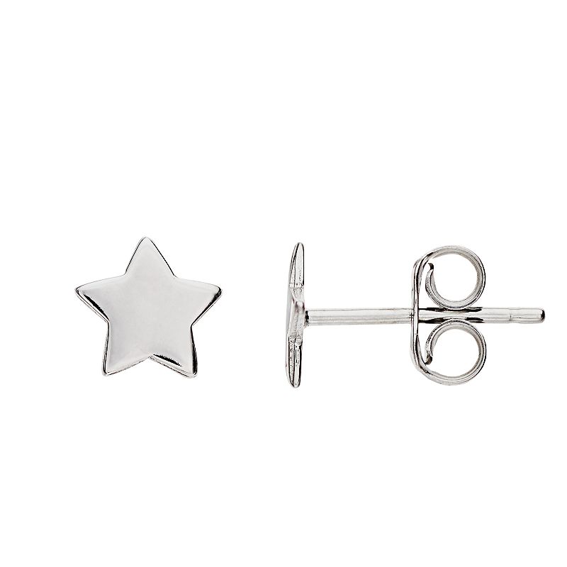 14k White Gold Star Stud Earrings, Womens