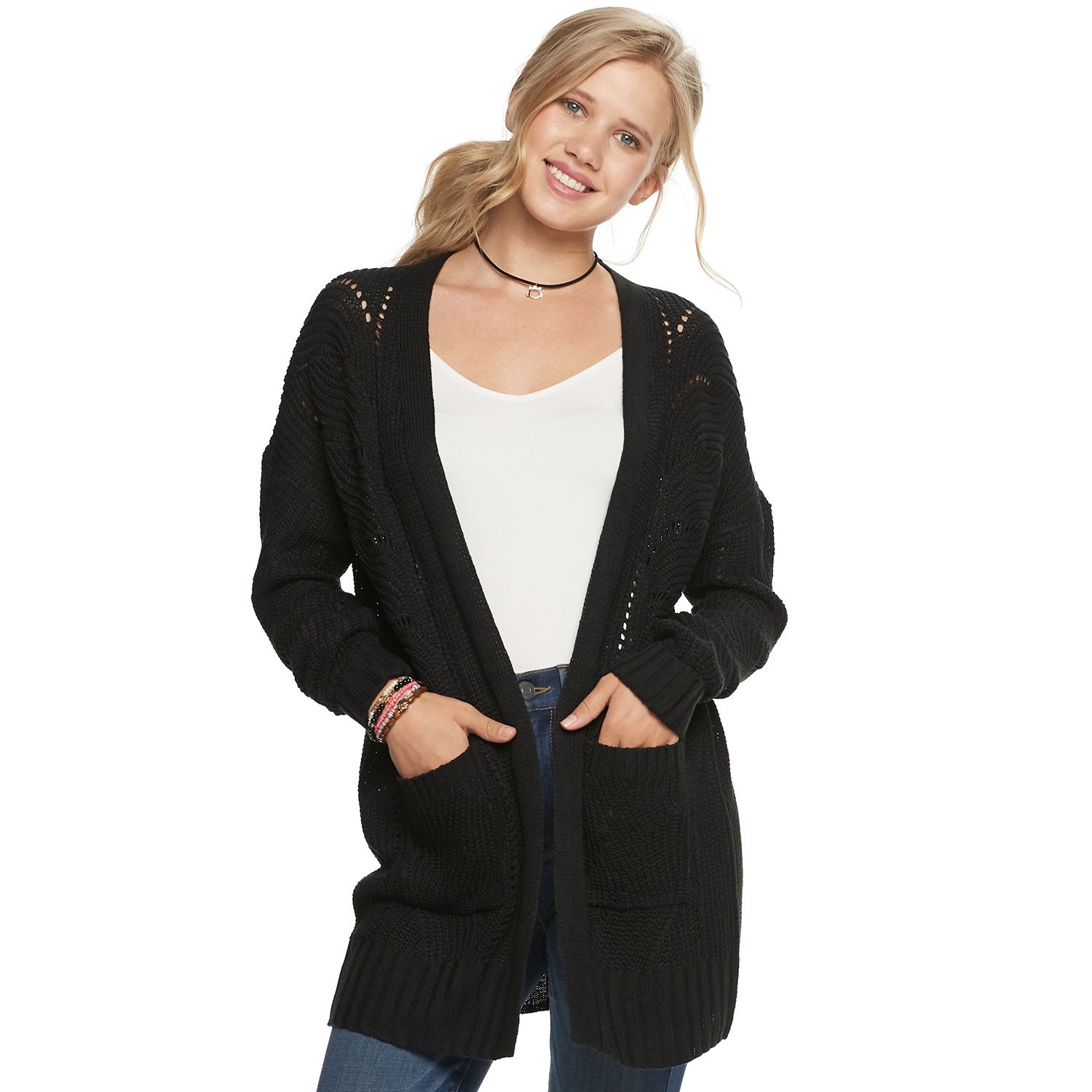 juniors black cardigan