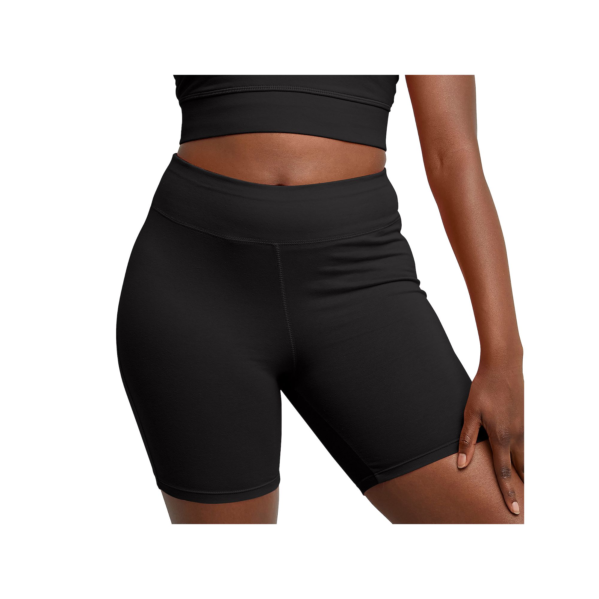 Womens Hanes® Stretch Jersey Bike Shorts, Size: Small, Black