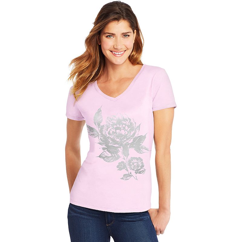 Womens Hanes Graphic Tee, Size: Small, Light Pink