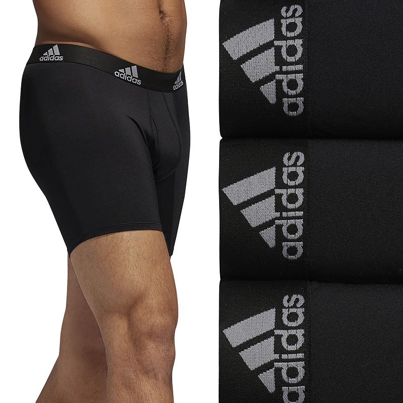 Mens adidas 3-pack climalite Performance Boxer Briefs, Size: Large, Black