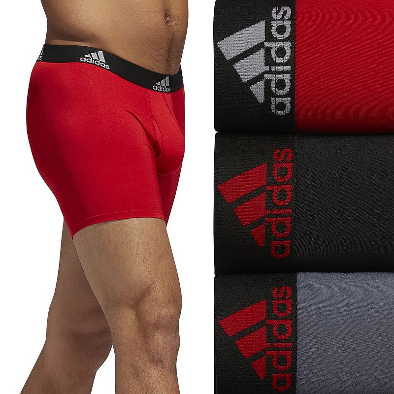 Mens adidas 3-pack climalite Performance Boxer Briefs, Size: Small, Med Re