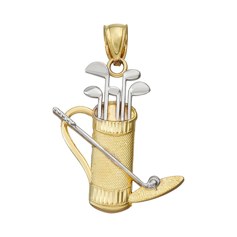 Two-Tone 10k Gold Golf Bag Charm, Womens, Yellow