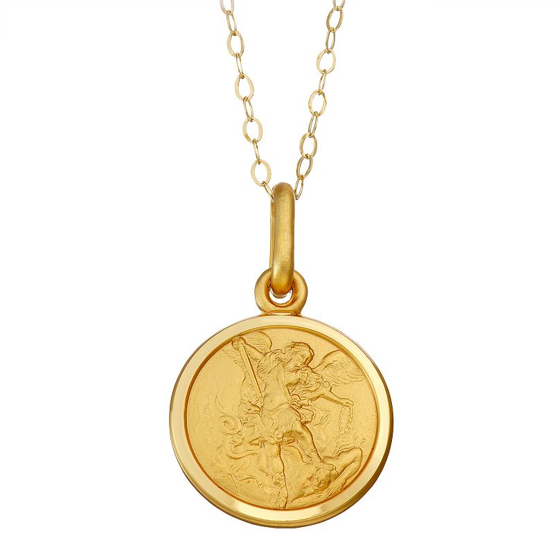14k Gold St. Michael Medal Pendant Necklace, Womens, Size: 18, Yellow
