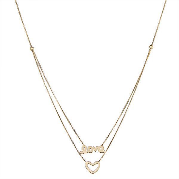 10k Gold Love Double Strand Necklace