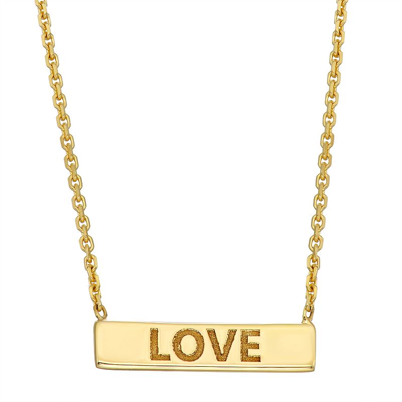 10k Gold Love Bar Necklace, Womens, Size: 16, Yellow