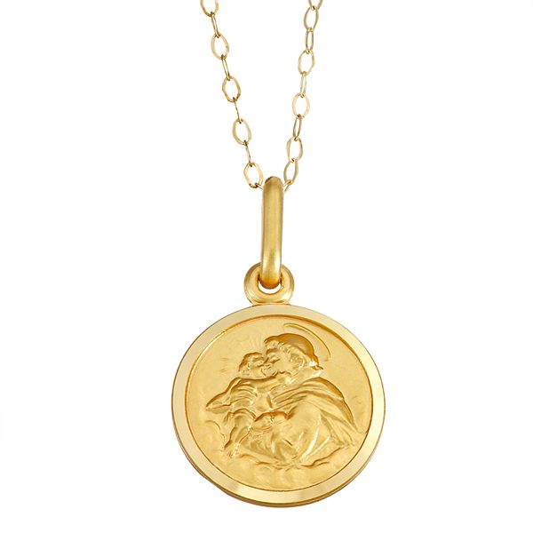 14k Gold St. Anthony Medal Pendant Neckalce