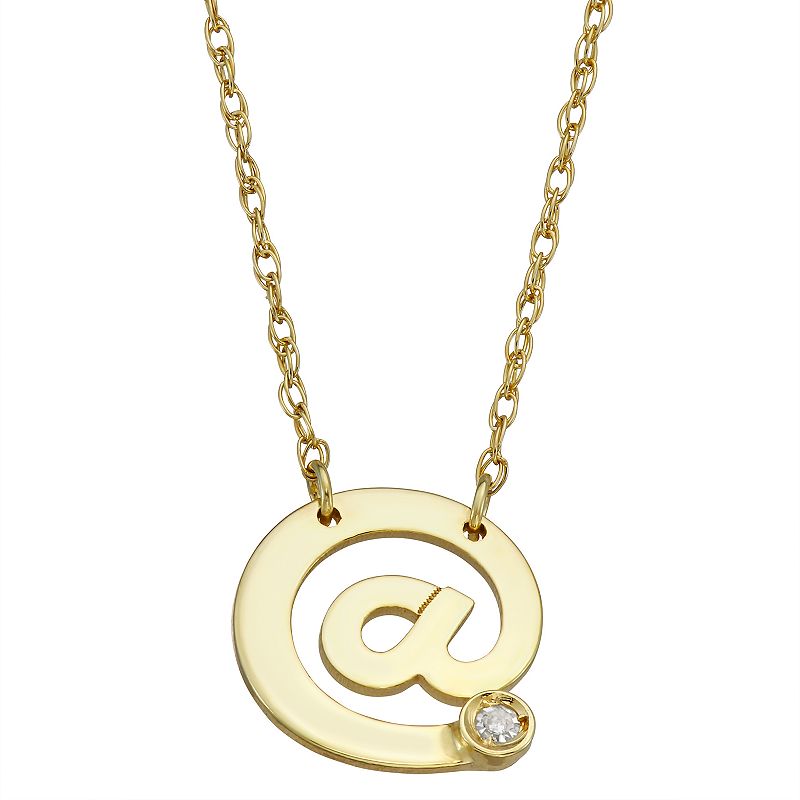 10k Gold @ Symbol Pendant Necklace, Womens, Size: 16, Yellow