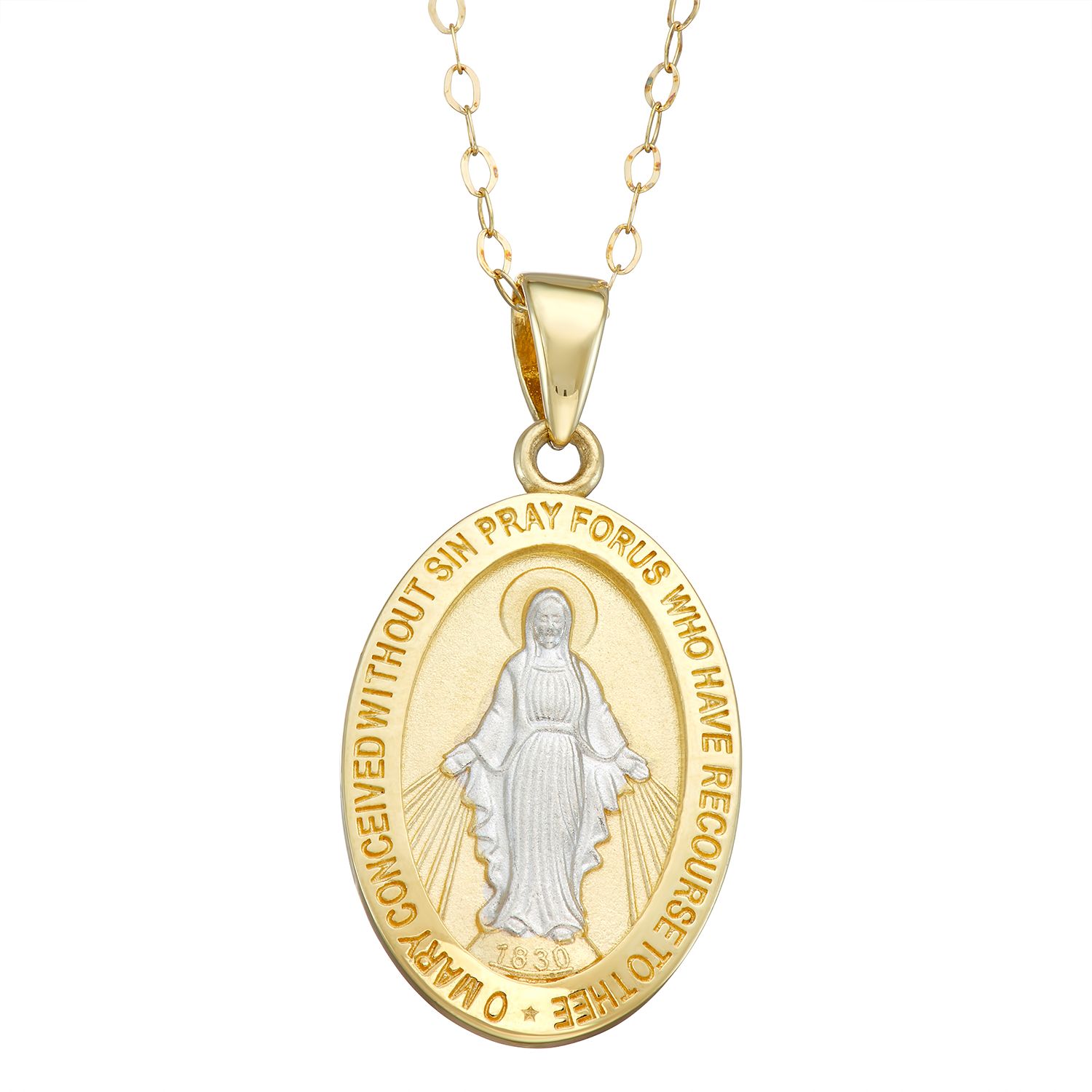 miraculous virgin mary pendant necklace