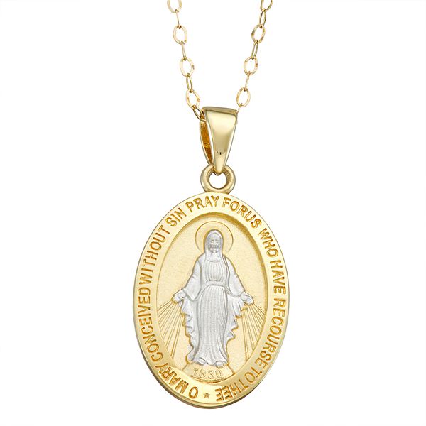 Gold miraculous medal on sale pendant