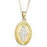 14k Gold Two-Tone Oval Miraculous Medal Pendant Necklace