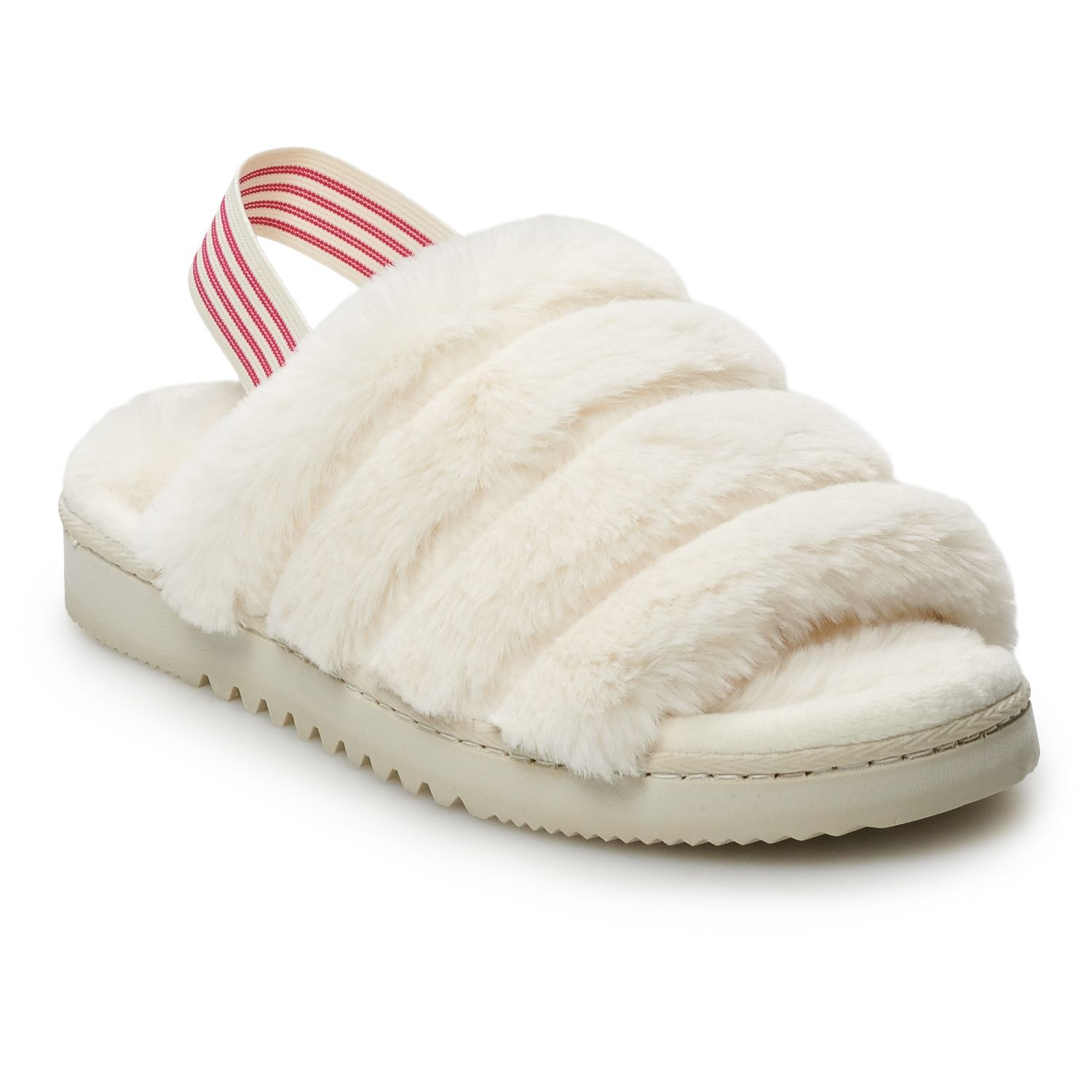 fluffy slides with strap