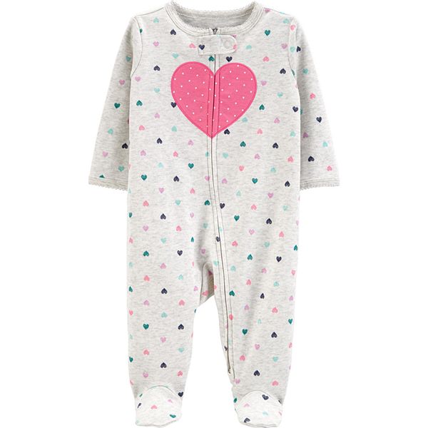 Baby Girl Carter s Heart 2 Way Zip Cotton Sleep Play