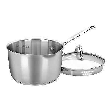 Cuisinart Chef's Classic Stainless Steel 3-qt. Pour Saucepan with Straining Cover