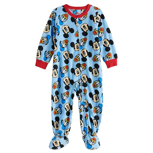 Toddler Boys  Disneys Mickey Mouse Micro  Fleece Footed Pajamas SZ 3T 