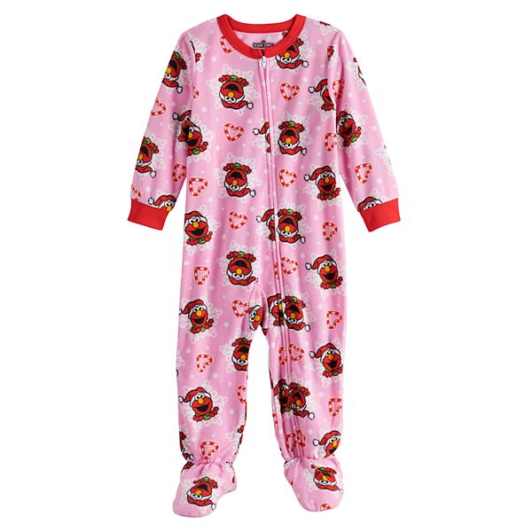 Toddler Girl Sesame Street Elmo Christmas Top & Bottoms Pajama Set