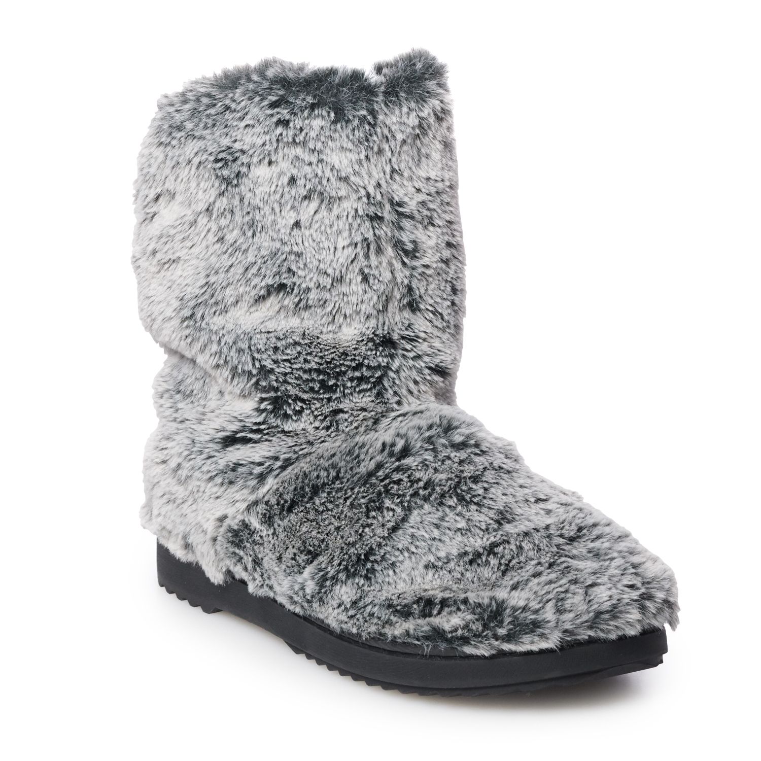 grey fluffy boot slippers