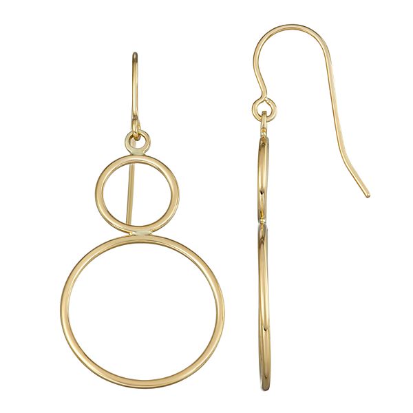 Jewellery Earrings Chandelier Earrings Double Hoop Drop Earrings-Sterling Silver-Circle Earrings-Double Circle Drops-Dangle Drops-Elegant Double Hoops 