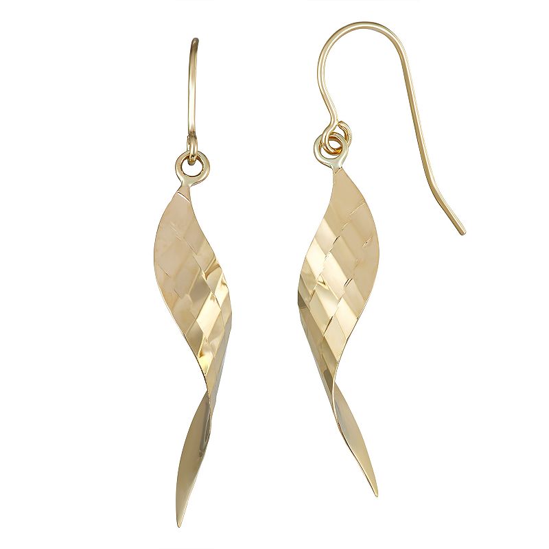 Forever 14K Gold Twist Flame Drop Earrings, Womens, Yellow