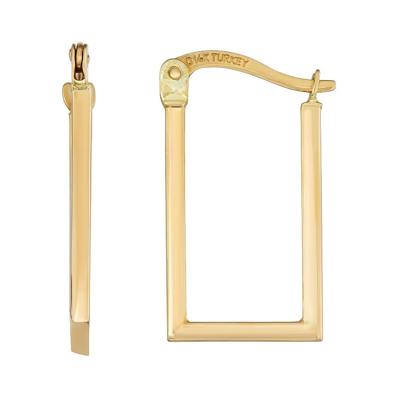Forever 14K Gold Rectangle Hoop Earrings, Womens, Yellow