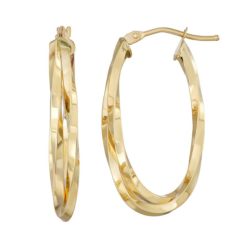 Forever 14K Gold Nested Oval Hoop Earrings, Womens, Yellow