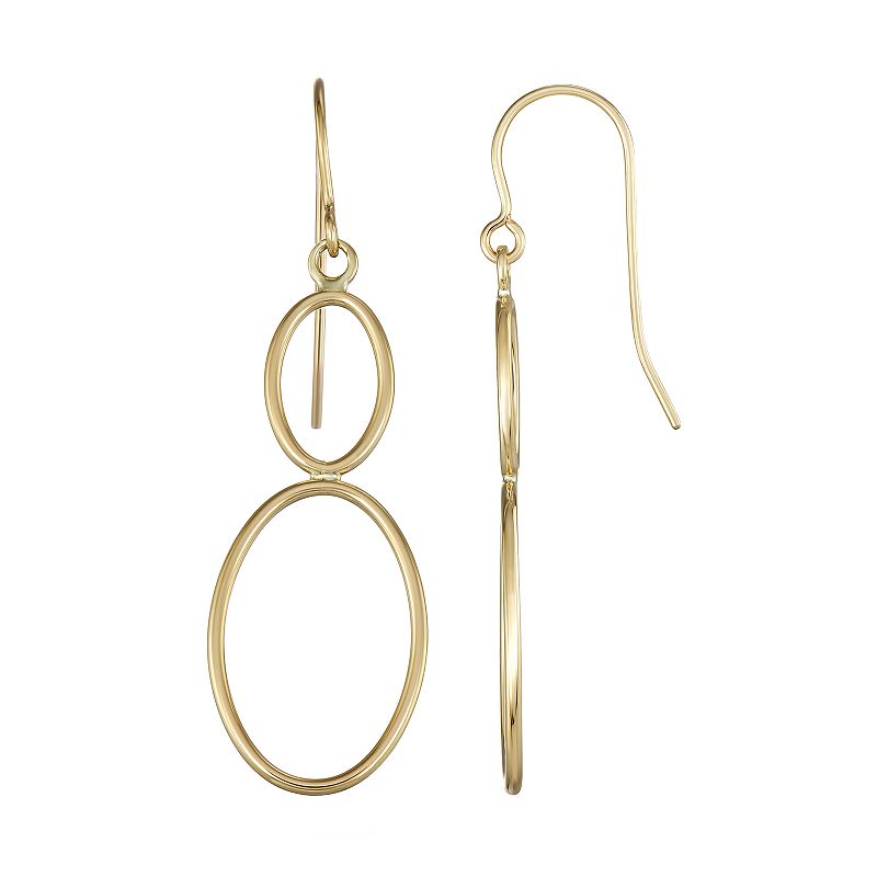 Forever 14K Gold Double Oval Drop Earrings, Womens, Yellow