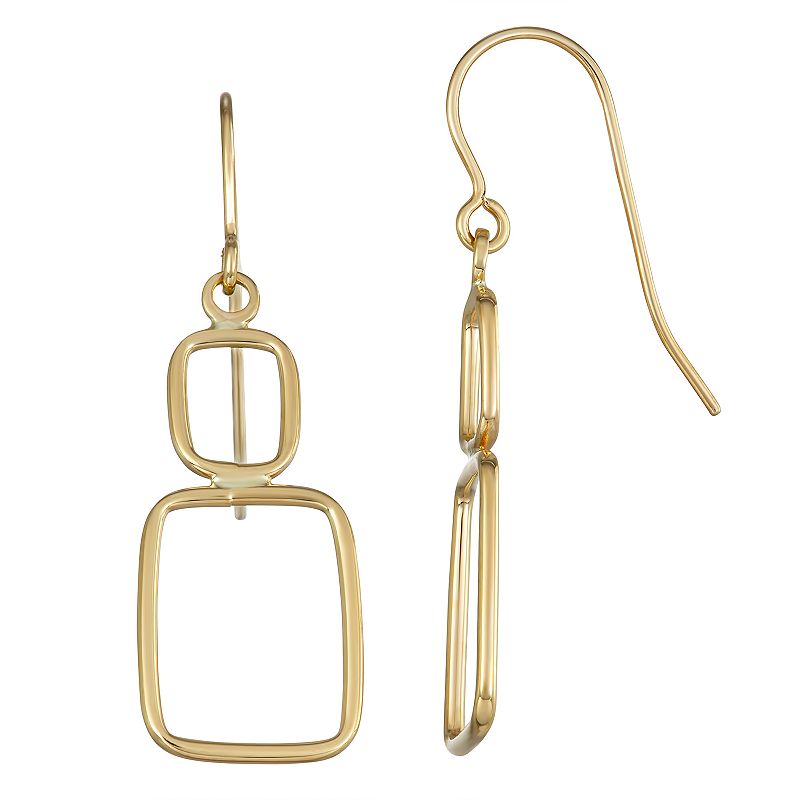 Forever 14K Gold Double Square Drop Earrings, Womens, Yellow - 43146588 - Jewelry Youll love the geometric design of these double sq sku 43146588