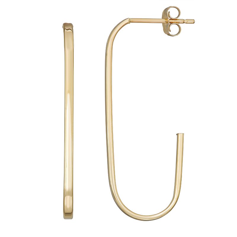 Forever 14K Gold J-Hoop Earrings, Womens, Yellow