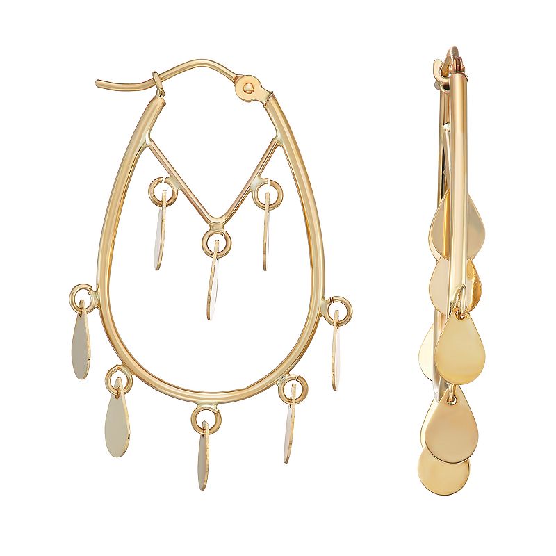 Forever 14K Gold Teardrop Dangle Hoop Earrings, Womens, Yellow